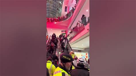 Pro-Palestinian demonstrators stage protest inside Eaton Centre